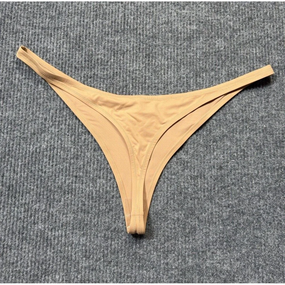 Skims Recycled Swim Thong Women Size 4X Bikini Bottom Beige Ochre NEW